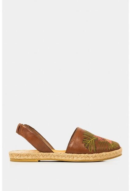 Sandalia Plana Encanto Zeya De Cuero Para Mujer Bordado Floral - Compra  Ahora | Dafiti Colombia