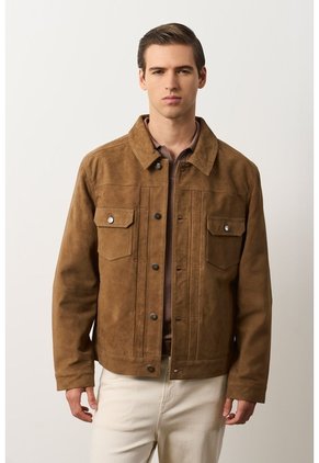 Chaqueta Zambeze De Gamuza Para Hombre Cuello Camisero Chaqueta Zambeze De Gamuza Para Hombre Cuello Camisero Tabaco S VÉLEZ