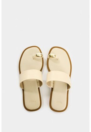 Sandalia Plana De Cuero Para Mujer Thala Sandalia Plana De Cuero Para Mujer Thala Beige 35 VÉLEZ