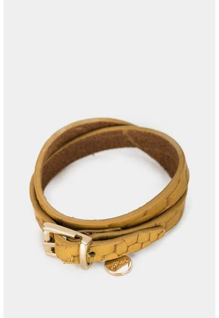 Manilla Calafate De Cuero Para Mujer Grabada Placa Tejido