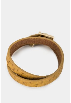 Manilla Calafate De Cuero Para Mujer Grabada Placa Tejido