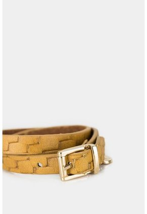 Manilla Calafate De Cuero Para Mujer Grabada Placa Tejido