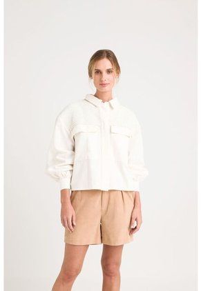 Chaqueta Oversized Iris En Lino Para Mujer Almilla Tejida Chaqueta Oversized Iris En Lino Para Mujer Almilla Tejida Crema M VÉLEZ