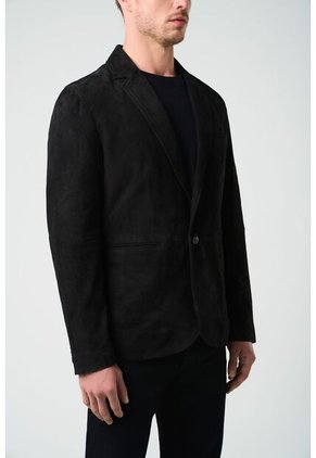 Blazer Niger De Gamuza Para Hombre Fit Semi Ajustado Blazer Niger De Gamuza Para Hombre Fit Semi Ajustado Negro L VÉLEZ