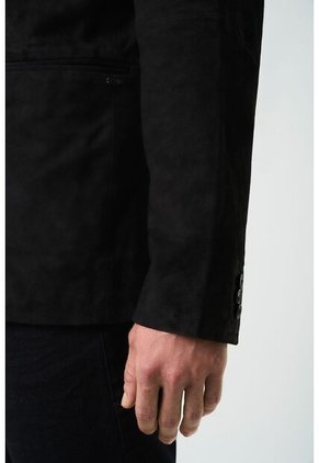 Blazer Niger De Gamuza Para Hombre Fit Semi Ajustado Blazer Niger De Gamuza Para Hombre Fit Semi Ajustado Negro L VÉLEZ