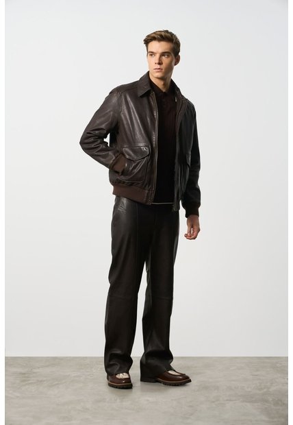 Chaqueta Aviador De Cuero Para Hombre Nila Chaqueta Aviador De Cuero Para Hombre Nila Cafe XXL VÉLEZ