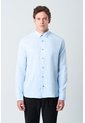 Camisa Manga Larga En Lino Para Hombre Silueta Semi Ajustada Camisa Manga Larga En Lino Para Hombre Silueta Semi Ajustada Azul Claro M VÉLEZ de Vélez