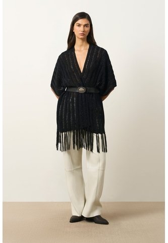 Cárdigan Tipo Poncho Tejido Para Mujer Quena Cárdigan Tipo Poncho Tejido Para Mujer Quena Negro XS VÉLEZ Vélez