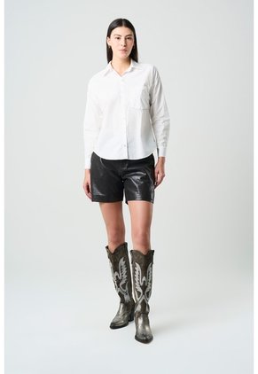 Camisa Manga Larga Basic En Tejido Plano Para Mujer Detalle Millaré Camisa Manga Larga Basic En Tejido Plano Para Mujer Detalle Millaré Blanco M VÉLEZ
