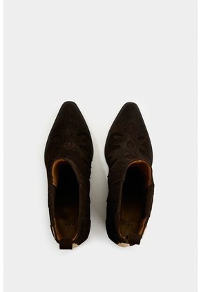 Botines Texanos De Cuero Gamuzado Para Mujer Nara Botines Texanos De Cuero Gamuzado Para Mujer Nara Cafe 36 VÉLEZ