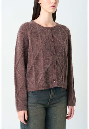 Cardigan Tejido Con Lúrex Para Mujer Soren Cardigan Tejido Con Lúrex Para Mujer Soren Cafe XL VÉLEZ