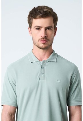 Polo Para Hombre Semi Fit Detalle Jacquard Polo Para Hombre Semi Fit Detalle Jacquard Agua Marina XS VÉLEZ