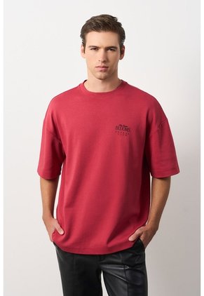 Camiseta Relaxed Fit Para Hombre Camiseta Relaxed Fit Para Hombre Rojo XS VÉLEZ