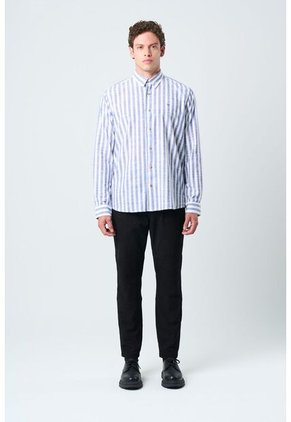 Camisa Elina Para Hombre Estampado A Rayas Camisa Elina Para Hombre Estampado A Rayas Azul Oscuro L VÉLEZ