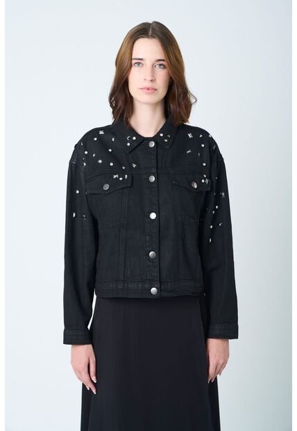 Chaqueta Black Para Mujer Silueta Trucker Chaqueta Black Para Mujer Silueta Trucker Negro XL VÉLEZ