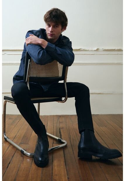 Botas Petra De Cuero Para Hombre Tractoradas Botas Petra De Cuero Para Hombre Tractoradas Negro 45 VÉLEZ