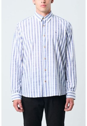 Camisa Elina Para Hombre Estampado A Rayas Camisa Elina Para Hombre Estampado A Rayas Azul Oscuro L VÉLEZ