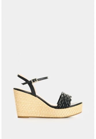 Sandalia Plataforma De Cuero Para Mujer Elia Sandalia Plataforma De Cuero Para Mujer Elia Negro 38 VÉLEZ Vélez