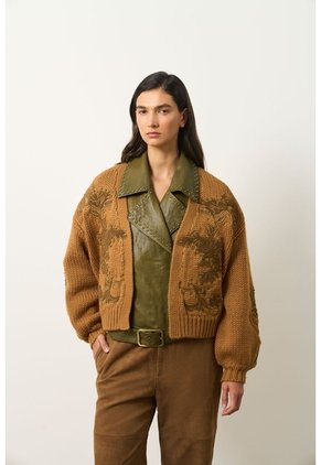 Cardigan En Lana Para Mujer Surco Cardigan En Lana Para Mujer Surco Miel XL VÉLEZ