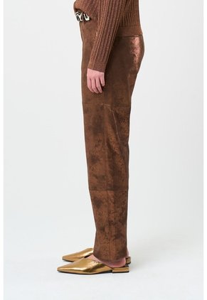 Pantalón Recto De Cuero Para Mujer Glass Pantalón Recto De Cuero Para Mujer Glass Bronce 12 VÉLEZ