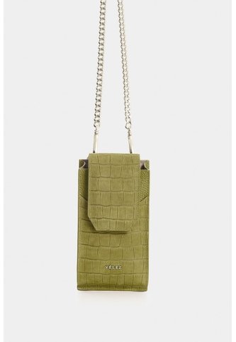 Porta Celular Serpia De Cuero Para Mujer Grabado Porta Celular Serpia De Cuero Para Mujer Grabado Verde Oliva VÉLEZ Vélez