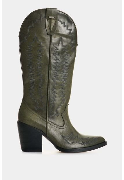 Botas De Cuero Bordado Para Mujer Elia Botas De Cuero Bordado Para Mujer Elia Verde 39 VÉLEZ