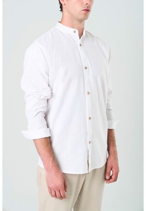 Camisa Manga Larga Para Hombre Cuello Nerú Camisa Manga Larga Para Hombre Cuello Nerú Blanco L VÉLEZ