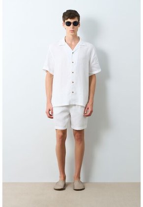 Camisa Manga Corta En Lino Para Hombre Málaga Camisa Manga Corta En Lino Para Hombre Málaga Blanco L VÉLEZ