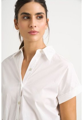 Camisa Manga Corta Sombra En Tejido Plano Para Mujer Cropped Camisa Manga Corta Sombra En Tejido Plano Para Mujer Cropped Blanco XL VÉLEZ