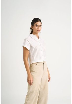 Camisa Manga Corta Sombra En Tejido Plano Para Mujer Cropped Camisa Manga Corta Sombra En Tejido Plano Para Mujer Cropped Blanco XL VÉLEZ