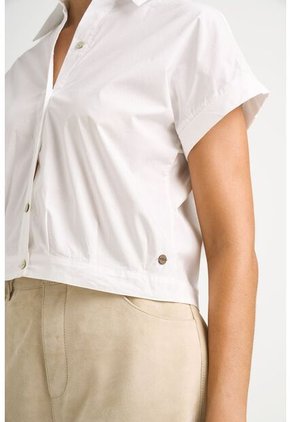 Camisa Manga Corta Sombra En Tejido Plano Para Mujer Cropped Camisa Manga Corta Sombra En Tejido Plano Para Mujer Cropped Blanco XL VÉLEZ