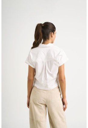 Camisa Manga Corta Sombra En Tejido Plano Para Mujer Cropped Camisa Manga Corta Sombra En Tejido Plano Para Mujer Cropped Blanco XL VÉLEZ