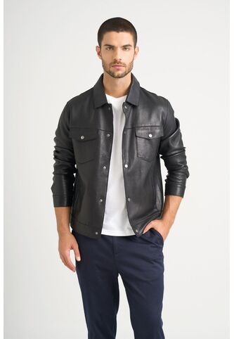 Chaqueta Lucca De Cuero Para Hombre Silueta Trucker Chaqueta Lucca De Cuero Para Hombre Silueta Trucker Negro S VÉLEZ Vélez