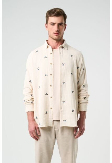 Camisa Manga Larga Para Hombre Bordada Camisa Manga Larga Para Hombre Bordada Arena M VÉLEZ