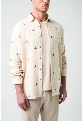 Camisa Manga Larga Para Hombre Bordada Camisa Manga Larga Para Hombre Bordada Arena M VÉLEZ