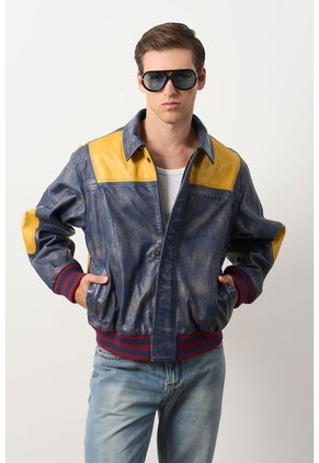 Chaqueta Bomber En Cuero Envejecido Para Hombre Chaqueta Bomber En Cuero Envejecido Para Hombre Multicolor S VÉLEZ