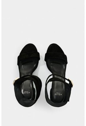 Sandalia Tacón De Cuero Gamuzado Para Mujer Ophelia Sandalia Tacón De Cuero Gamuzado Para Mujer Ophelia Negro 34 VÉLEZ