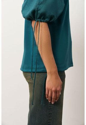 Camiseta En Lino Y Tejido De Punto Para Mujer Gael Camiseta En Lino Y Tejido De Punto Para Mujer Gael Azul Aguamarina M VÉLEZ