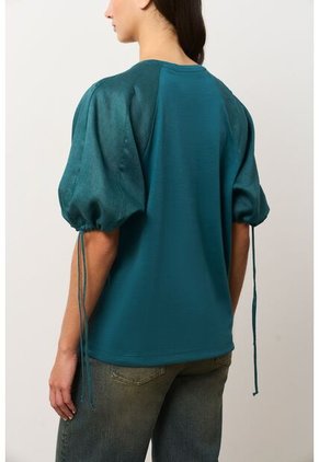 Camiseta En Lino Y Tejido De Punto Para Mujer Gael Camiseta En Lino Y Tejido De Punto Para Mujer Gael Azul Aguamarina M VÉLEZ