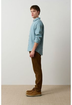 Camisa Manga Larga Semi Fitted Para Hombre Roma Camisa Manga Larga Semi Fitted Para Hombre Roma Azul Aguamarina L VÉLEZ