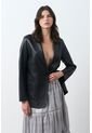 Blazer Astromelia En Cuero Ovino Para Mujer Silueta Recta Blazer Astromelia En Cuero Ovino Para Mujer Silueta Recta Negro L VÉLEZ de Vélez