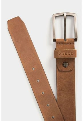 Cinturón Unifaz Ocetá De Cuero Para Hombre Bordes En Contraste Miel