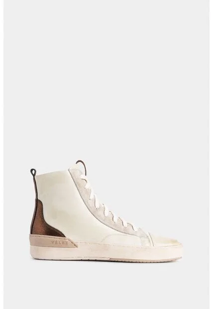 Tenis Bota De Cuero Para Mujer Detalle Folia Tenis Bota De Cuero Para Mujer Detalle Folia Blanco 34 VÉLEZ
