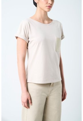 Camiseta Manga Corta Para Mujer Bolsillo Cuero Camiseta Manga Corta Para Mujer Bolsillo Cuero Arena M VÉLEZ