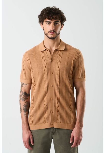 Camisa Manga Corta Tejida Para Hombre Luminia Camisa Manga Corta Tejida Para Hombre Luminia Cafe XL VÉLEZ