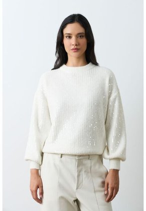 Sweater Tejido Oversized Para Mujer Nácar Sweater Tejido Oversized Para Mujer Nácar Crema S VÉLEZ