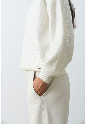 Sweater Tejido Oversized Para Mujer Nácar Sweater Tejido Oversized Para Mujer Nácar Crema S VÉLEZ