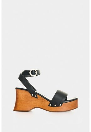 Sandalia Plataforma En Cuero Para Mujer Naia Sandalia Plataforma En Cuero Para Mujer Naia Negro 34 VÉLEZ