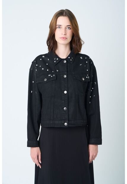 Chaqueta Black Para Mujer Silueta Trucker Chaqueta Black Para Mujer Silueta Trucker Negro XL VÉLEZ