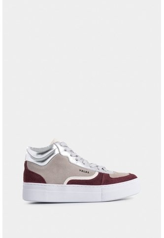 Tenis Tipo Bota Magena De Cuero Para Mujer Acabado Vintage Tenis Tipo Bota Magena De Cuero Para Mujer Acabado Vintage Gris 38 VÉLEZ Vélez